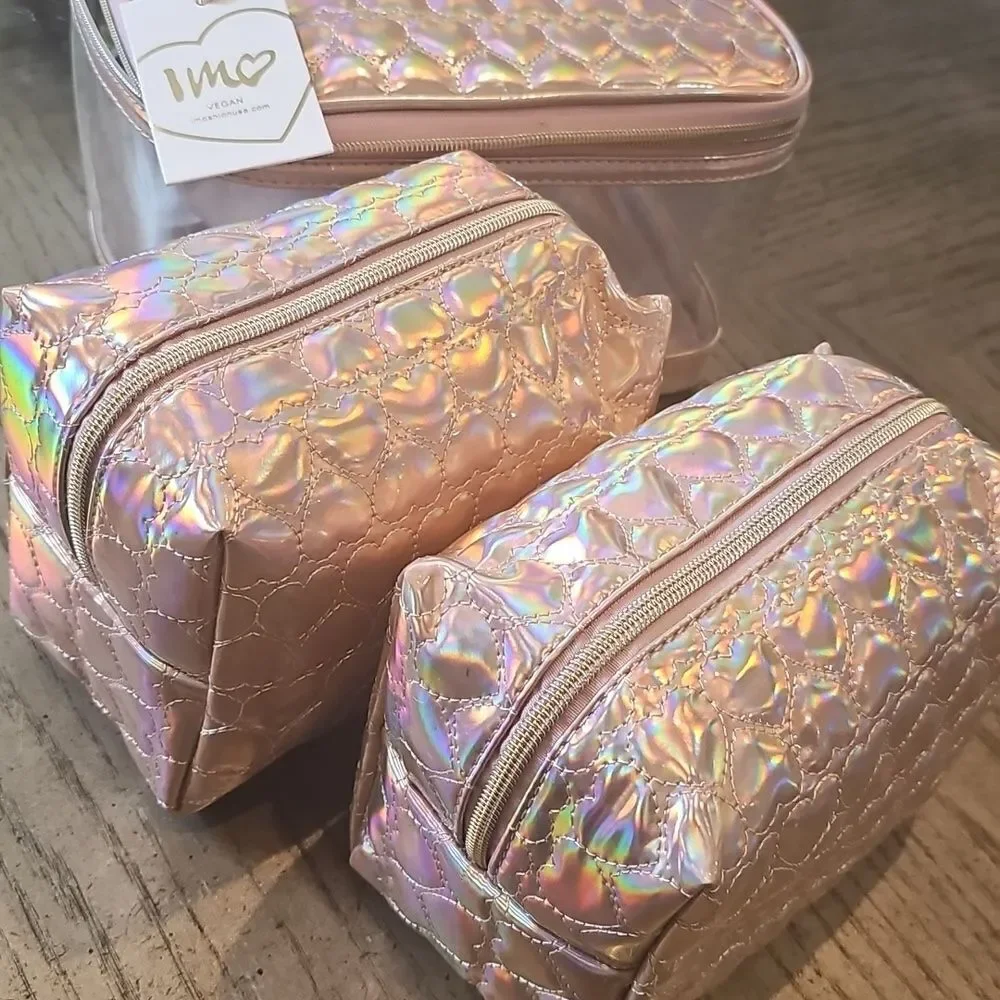 Iridescent travel makeup bag set NWT
